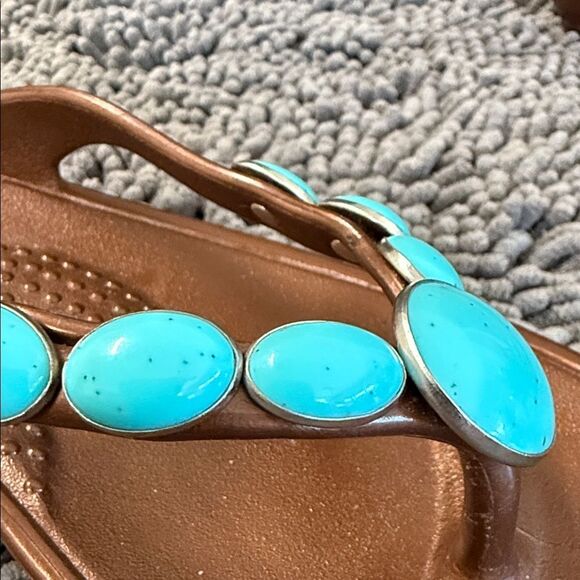 OKA b. Sandals in Brown with Blue Accents - Picture 6 of 9